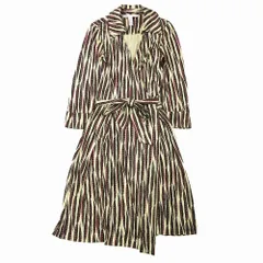ダイアンフォンファステンバーグ diane von furstenberg 総柄 シルク ラップ ワンピース 膝丈 2 ベージュ レディース ur12  【中古】