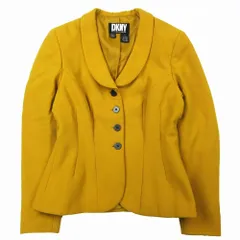 DKNY ダナキャラン ニューヨーク ショールカラー テーラード ジャケット ブレザー 上着 6 M マスタード レディース ur24 【中古】