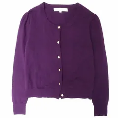M-PREMIER エムプルミエ 金ボタン ニット カーディガン ジャケット 羽織り 丸首 サイズ36 S パープル 紫 レディース 【中古】