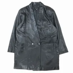 agodoro アゴドーロ 羊革 レザー ダブルブレスト コート ジャケット ブルゾン 上着 イタリア製 11 ブラック レディース ur42 【中古】