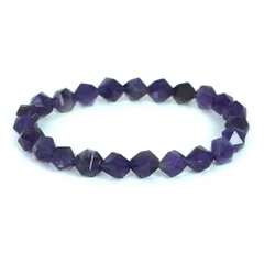 アメジスト【ダイヤカット】8mm 数珠 天然石 ブレスレット パワーストーン ブレス お守り 選べるサイズ