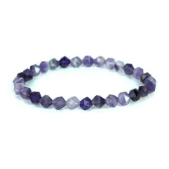 シェブロンアメジスト（ドッグティース）【ダイヤカット】6mm 数珠 天然石 ブレスレット パワーストーン ブレス お守り 選べるサイズ