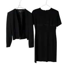 Z1597【美品】YUMI KATSURA 桂由美 ブラックフォーマル ジャケット ワンピース セットアップ ブラック サイズ11AR