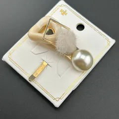 【新品】定価1320円 ヘアアクセサリー ポニーフック ヘアカフス ホワイト×ゴールド シンプル◆