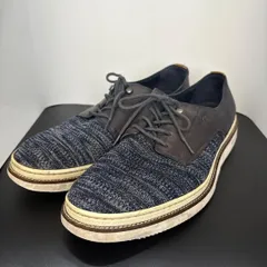 LANVIN en Bleu ランバンオンブルー スニーカー シューズ ビジネス 25.5cm 異素材 切替 キャンバス レザー ネイビー 紺 メンズ 靴