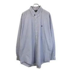 RALPH LAUREN ラルフローレン BLAKE ボタンダウン 長袖シャツ ストライプ ブルー(メンズ XL)中古 古着 U9261