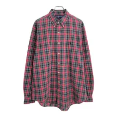 90年代 RALPH LAUREN ラルフローレン ボタンダウン 長袖シャツ チェック ピンク(メンズ XL)中古 古着 U9694