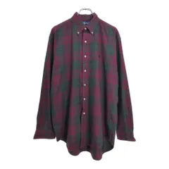 RALPH LAUREN ラルフローレン BLAKE ボタンダウン 長袖シャツ チェック ワインレッド(メンズ M)中古 古着 U9888
