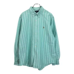 RALPH LAUREN ラルフローレン ボタンダウンシャツ ストライプ グリーン(メンズ XL)中古 古着 U9973
