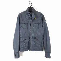 ジースターロウ G-Star RAW ライダースジャケット シングル 羊革 ラムレザー 中綿 ジップアップ ロゴ 刺繍 革ジャン S グレー 国内正規品のサムネイル
