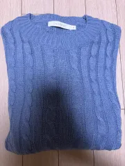 メンズ ケーブル編み ニット ライトブルー 3サイズ