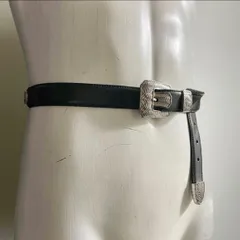 USA 90s ヴィンテージ レザーベルト コンチョ シルバー ビンテージ 黒