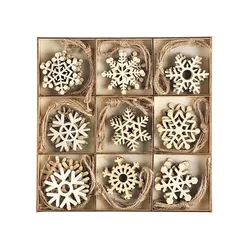 【迅速発送】クリスマス オーナメント 木製 45個セット 雪の結晶 木材チップ スライス ペンダント クリスマスツリー オーナメント 北欧 クリスマス 飾り DIY手作り 麻紐付き 0