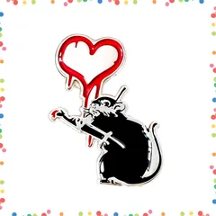 【在庫セール】アクセサリー 衣装 ギフト 合金ブローチ コミュニケーター ボーイズガールズ ピンバッチ ピンバッジ 男女兼用 ハートとマウス バンクシー ジの留め具付き for バッジ