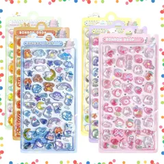 【在庫セール】ぷっくりシール ボンボンドロップ プクプク 女の子 3D 立体ふわふわ質感 かわいい ぷくぷくシール 手帳・ノート・封筒装飾 6枚セット