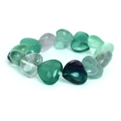 フローライト【ハート】16mm（厚み9mm) 数珠 天然石 ブレスレット パワーストーン ブレス お守り 選べるサイズ