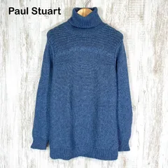 Paul Stuart ポールスチュアート タートルネック ウール カシミヤ ニット オーバーサイズ 長袖 セーター ブルー