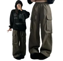 ably ブラック Kitsch デイリー カーゴ シャーリング ワイド パンツ ノーブランド ズボン