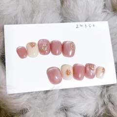 【現品/サイズオーダー】 マグネットネイル　ピンクネイル　ネイルチップ