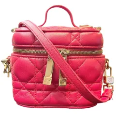 【中古】Dior ディオール S0918ONMJ マイクロカナージュ ミニバニティバッグ 2way 赤 ヴァニティ ショルダーストラップ ラムスキン 24018690 MK
