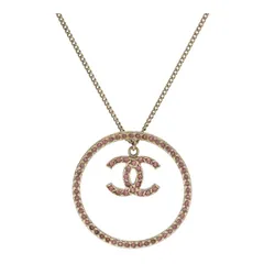 【中古】 CHANEL シャネル ココマーク ラインストーン サークル ネックレス ゴールド ピンク 06A ペンダント 23046306 RS