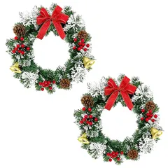 【迅速発送】クリスマスリース クリスマス クリスマス 飾りクリスマスリース クリスマスリース 玄関ドア用 リース クリスマス飾り クリスマス リース直径 (直径20CM（2個パック）) 1