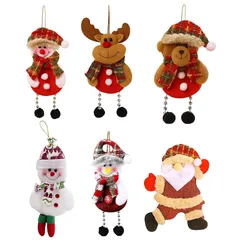 【迅速発送】KEKVEクリスマスツリー 飾り 6個セット 布製 クリスマス 小物 雪人 サンタクロース トナカイ クマ デザイン クリスマスツリー 壁 暖炉 玄関 装飾用 1