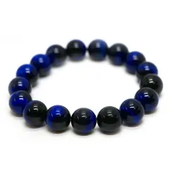 ブルータイガーアイ【丸玉】14mm 数珠 天然石 ブレスレット パワーストーン ブレス お守り 選べるサイズ