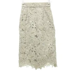 アプワイザーリッシェ Apuweiser-riche フラワー レース スカート ロング セミタイト 0 ベージュ ■YHS7