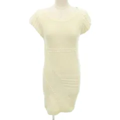 セオリー Theory 美品 ノースリーブ ニット ワンピース ひざ丈 ウール ボートネック 薄手 Sサイズ ベージュ■YHS7