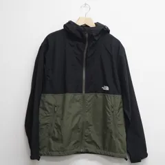 THE NORTH FACE ザノースフェイス NP72230 コンパクトジャケット USED美品 Lサイズ ウィンドブレーカー ブラック モスグリーン X8311