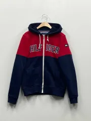 トミーヒルフィガー レッド ネイビー フード ジップアップ