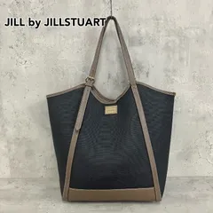 JILL by JILLSTUART PVC キャンバス トートバッグ 黒/茶 大容量 A4対応 ロゴプレート ジルバイジルスチュアート ★ ■■