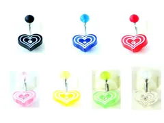 １４Gアクリルハートバナナ ボディピアス ヘソピアス へそピアス ヘソピ