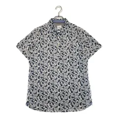 中古 メンズ キャロウェイ Callaway 半袖ポロシャツ L 白×紺 ホワイト×ネイビー ペイズリー柄