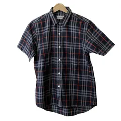 Burberry's(バーバリーズ) 半袖シャツブラウス サイズM レディース ダークネイビー×グレー×レッド チェック柄