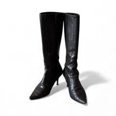 Z1625 COLE HAAN コールハーン レザー サイドジップ ロング ブーツ ブラック レディース 靴 秋冬 黒 6.5