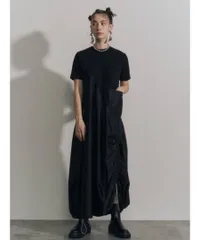 未使用級 UN3D. アンスリード ポケットドッキング ドローストリング ワンピース アシンメトリー ブラック 38 Mサイズ