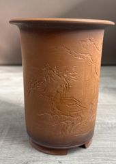 盆栽鉢　平田美芸　落款 美芸　盆栽　小品鉢　釘彫 泥鉢 盆栽鉢 平田美芸 落款 美芸 盆栽 小品鉢 釘彫 泥鉢 - メルカリ