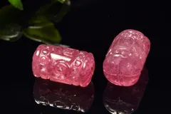 AAA☆透過性あり レッドトルマリン (ルベライト)　9-10x6mm　マニ車(貫通穴) チューブ ビーズ 1個売り パワーストーン 天然石 _PRG2367-2