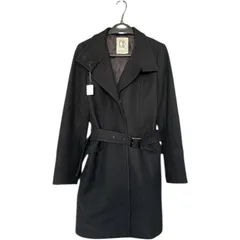 Z1625 MICHEL KLEIN ミディアムコート  MK KLEIN エムケークライン　ショートコート　ウール ブラック 黒 ベルト付き レディース カシミヤ