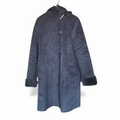 Z1625  ROSSO URBAN RESEARCH  エコムートンフード ミディアムコート/FREE/ダークグレー ブルー 青 パーカー ガウン アウター