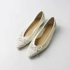 美品 2024SS ルタロン LE TALON ポインテッドパナマメッシュバレエシューズ 22.0cm＼ホワイト フラット 靴【2400014690767】