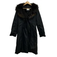 M-premierBLACK(エムプルミエブラック) コート サイズ38 M レディース - 黒×ダークブラウン 長袖/ファー/ファー取り外し可/冬