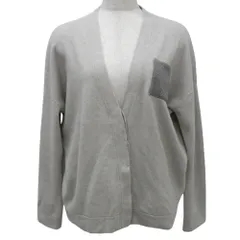 美品 Burunello Cucinelli ブルネロクチネリ 比翼ボタン カシミヤブレンド モニーレポケット カーディガン L グレー レディース 古着 中古 USED