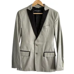 美品 DOLCE&GABBANA ドルチェ＆ガッバーナ レザー シングル テーラードジャケット 44 グレー メンズ 古着 中古 USED