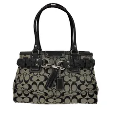 コーチ COACH シグネチャー キャンバスレザー タッセル ハンドバッグ レディース 表記無 