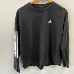ピA52⚫︎adidas⚫︎アディダス⚫︎長袖⚫︎ロンT⚫︎カットソー⚫︎袖プリント⚫︎ユニセックス⚫︎スリーライン⚫︎sizeM~L⚫︎黒