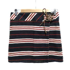 Burberry Blue Label(バーバリーブルーレーベル) 巻きスカート サイズ38 M レディース美品  - ダークネイビー×白×レッド ミニ/ボーダー