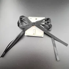 【新品】定価1430円 ヘアアクセサリー ポニーフック ヘアカフス リボン ブラック ヘアゴム◆